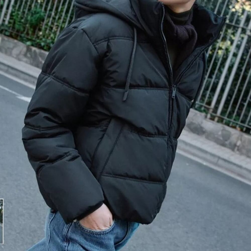 Zara SHORT WATER REPELLENT WINDPROOF HOODIE ANORAK COAT size Med